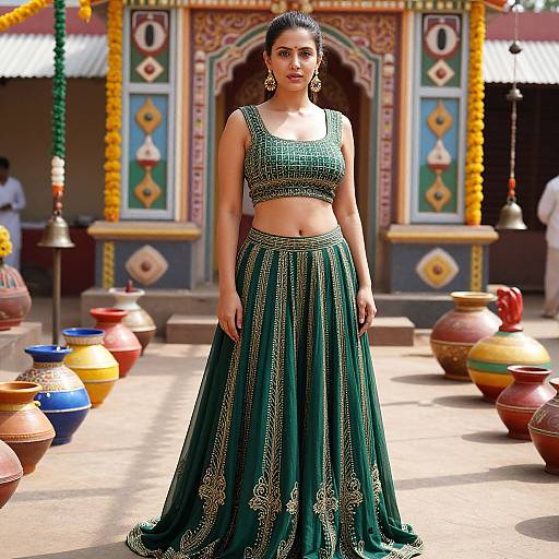 Confident Woman in Festive Lehenga