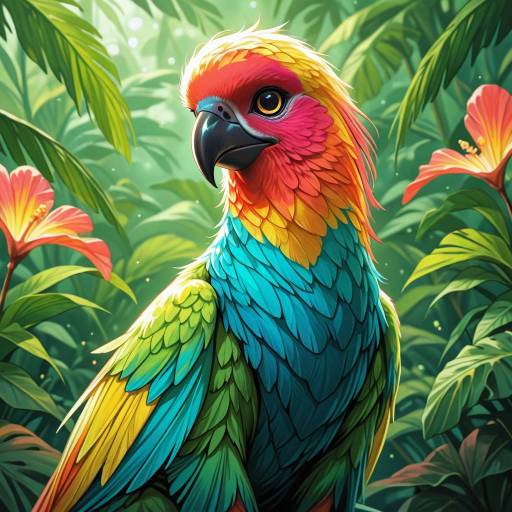Vibrant Parrot in Tropical Rainforest Vibrant Parrot in Tropical Rainforest