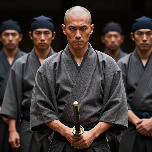 Intense Portrait of a Samurai Group