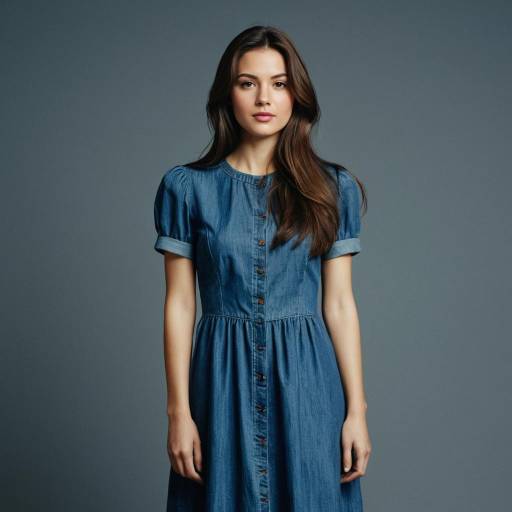 Realistic Denim Dress Portrait of a Woman
