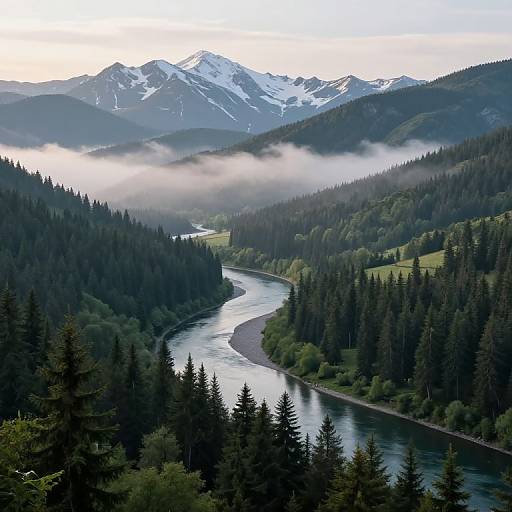 Croatian Mountain Landscape with Winding River