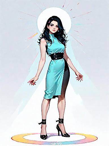 Stylish Woman in Sleek Dress and Heels