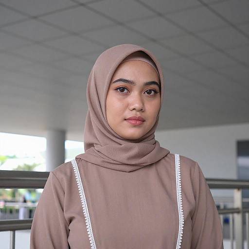 Portrait of Asian Woman in Brown Hijab