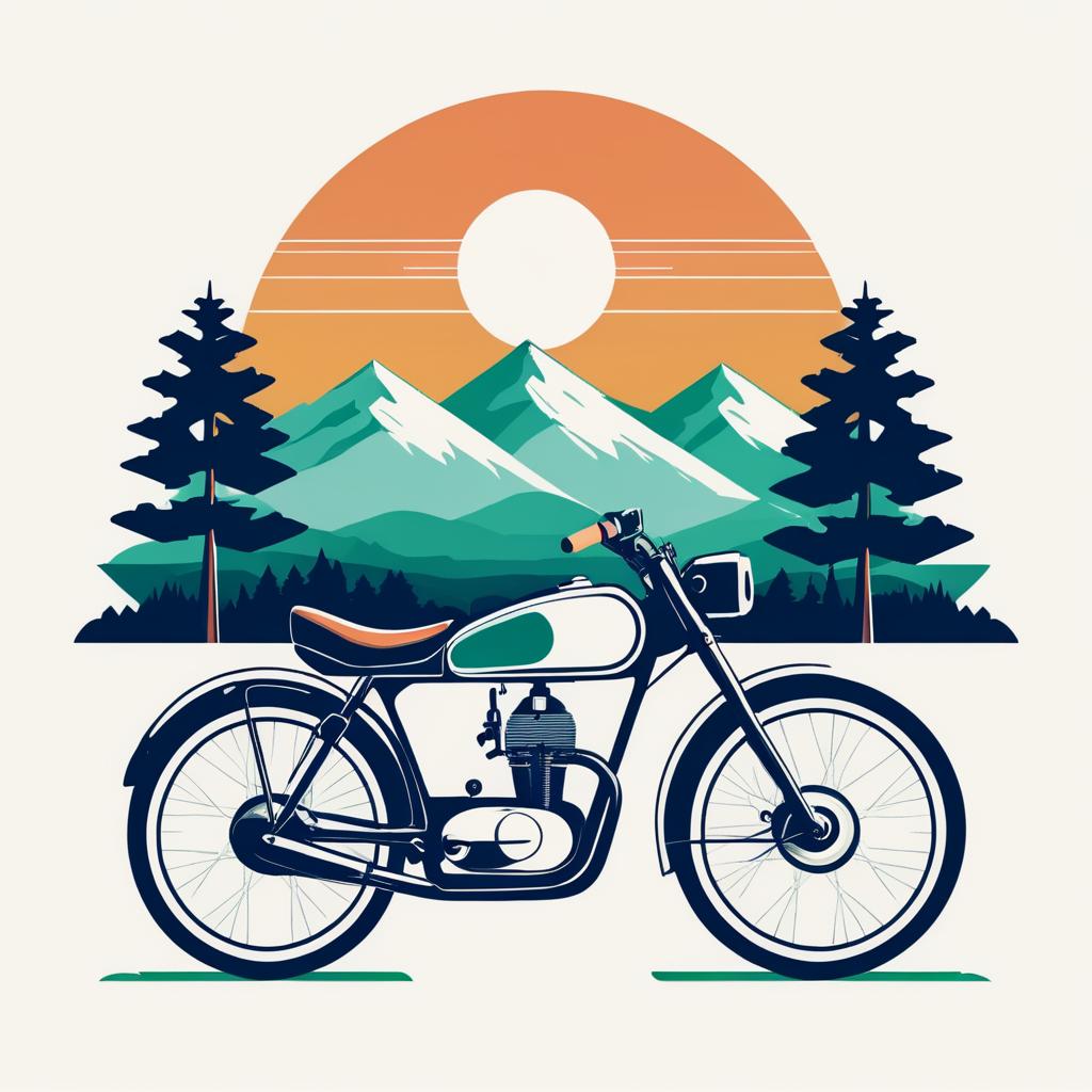 Retro Bike Illustration T-Shirt Design