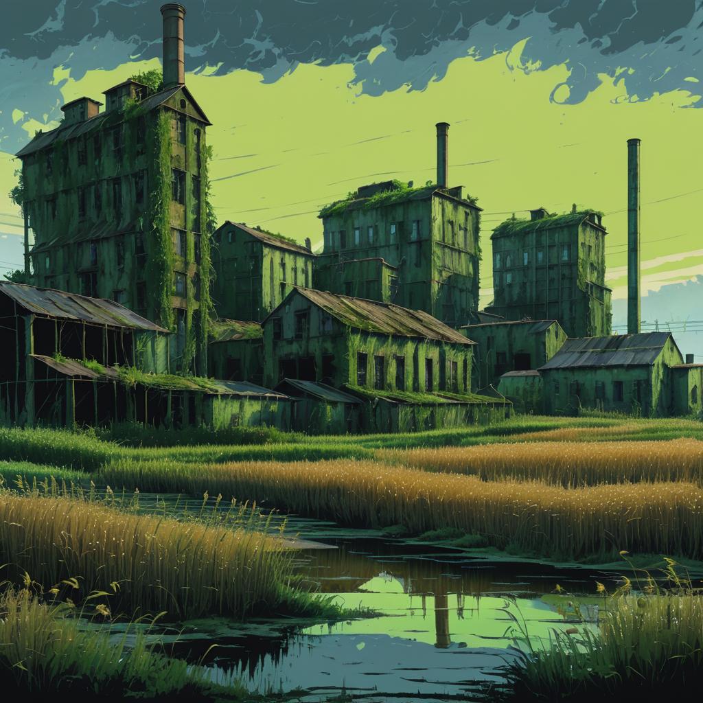 Post-Apocalyptic Factory in Van Gogh Style