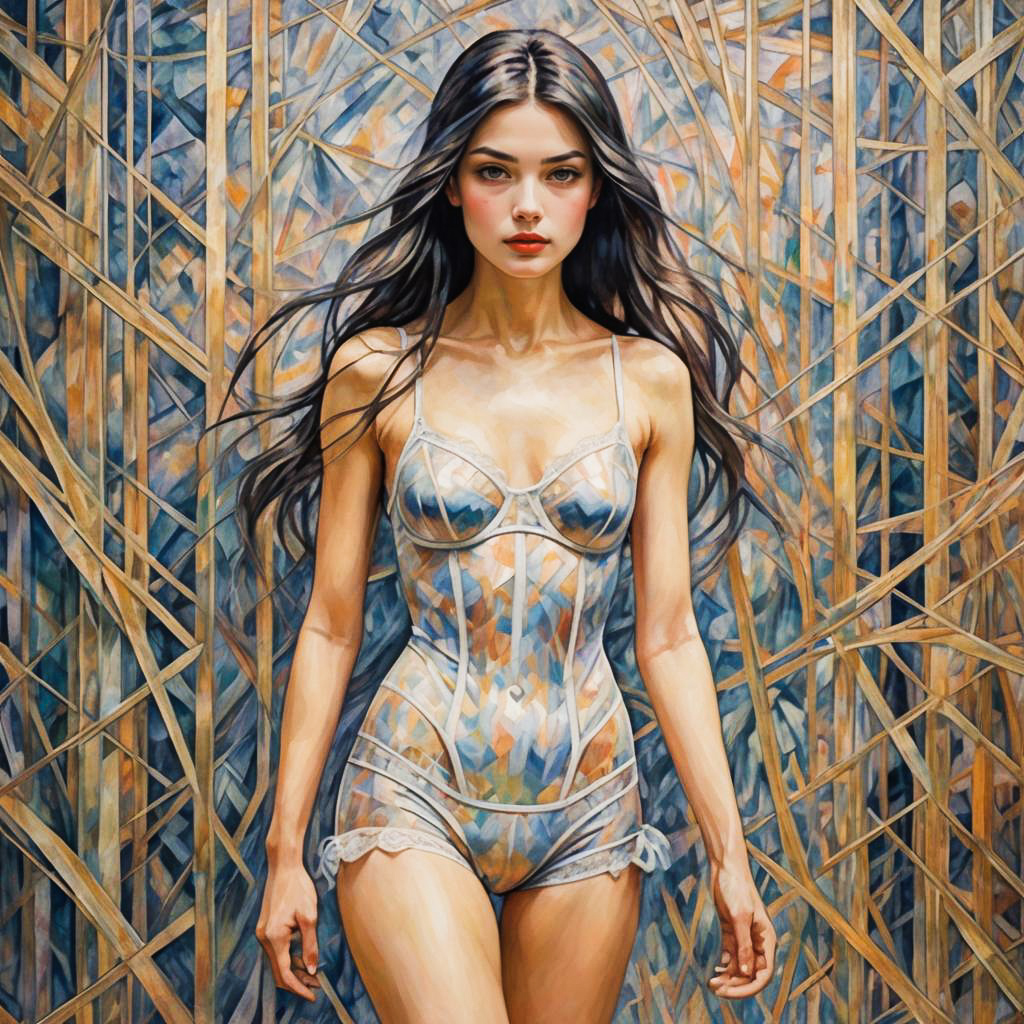 Futurism-Inspired Lingerie Portrait