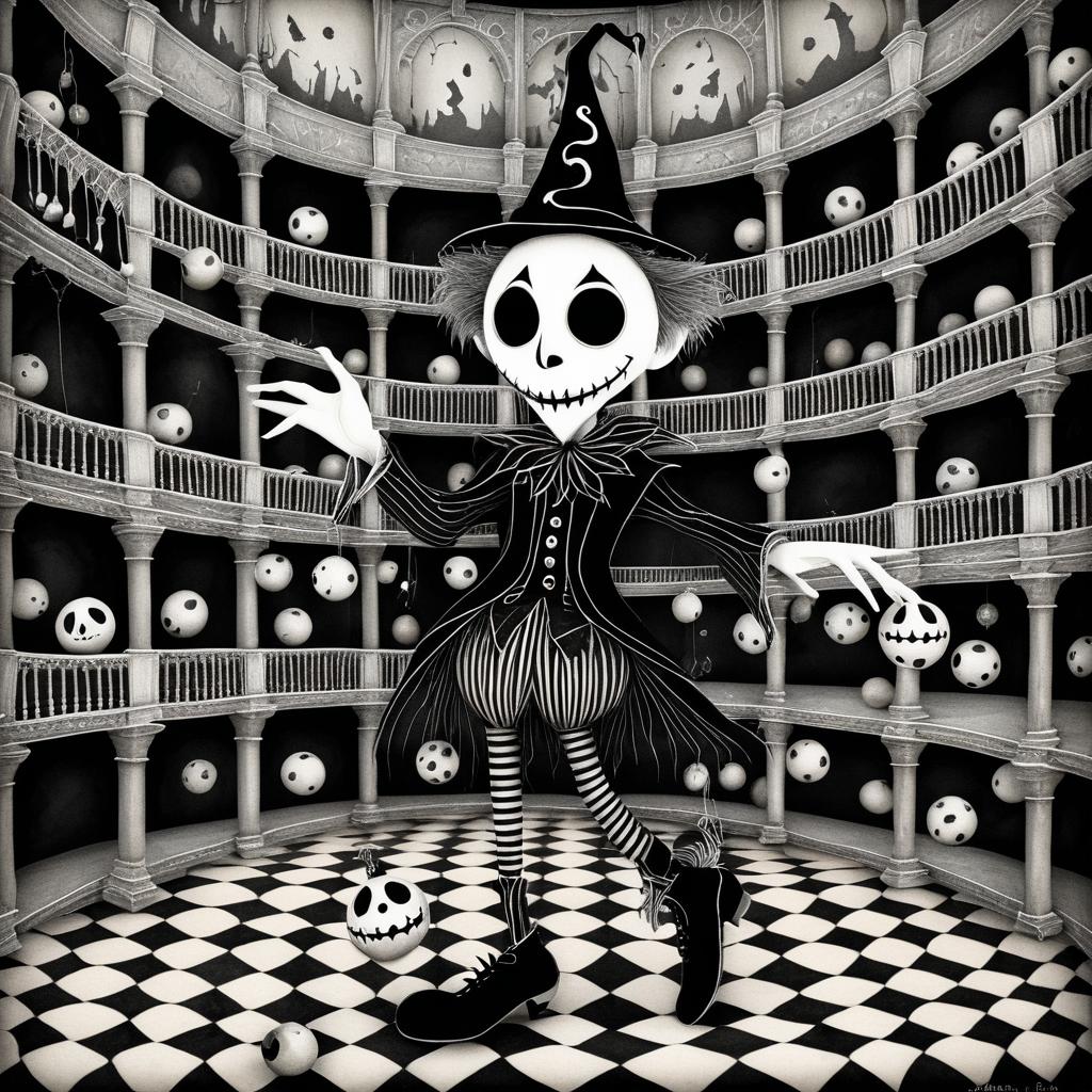 Haunting Jester in a Gothic Theater