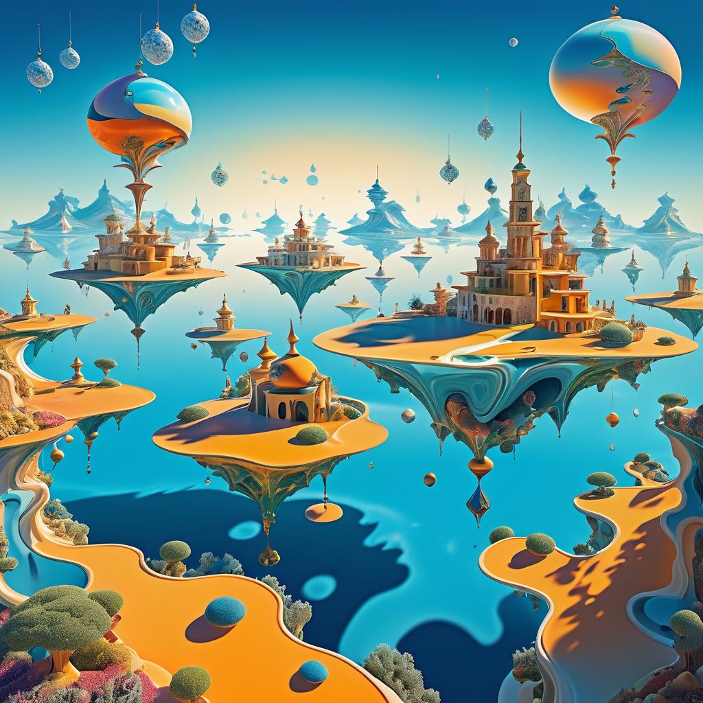 Surreal Floating Islands in Dalí Style