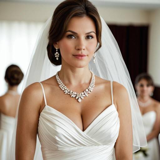 Bride in Elegant White Wedding Dress