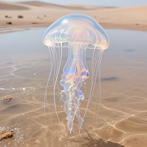 Ethereal Jellyfish Over Desert
