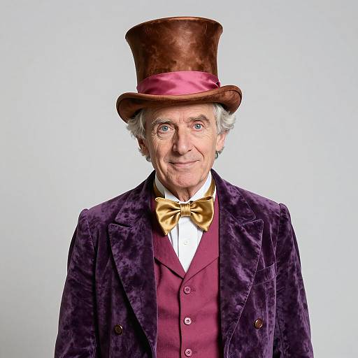 Elderly Man in Willy Wonka Inspired Costume