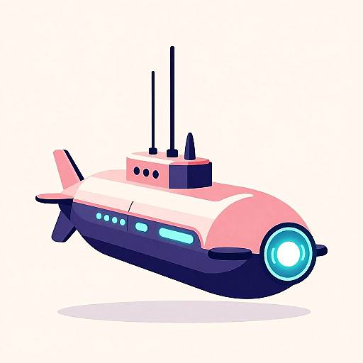 Retro-Futuristic Neon Submarine Vector