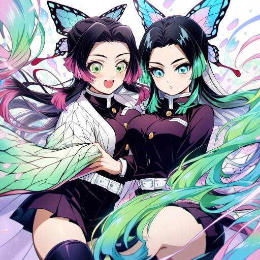 Vibrant Duo in Demon Slayer Style