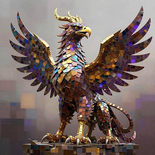 Futuristic Mosaic Griffin Artwork