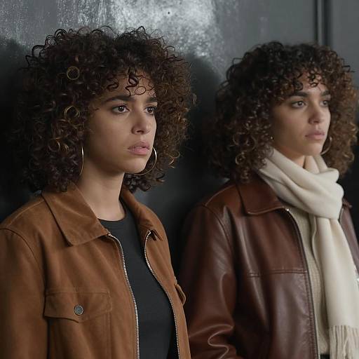 Curly Haired Women in Stylish Jackets