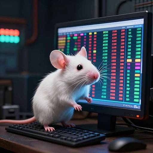 Dystopian Mouse Watching Stocks