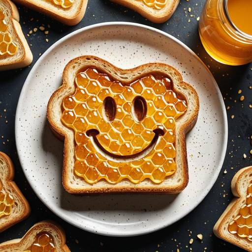 Toast with Honey Smiley Face Pattern