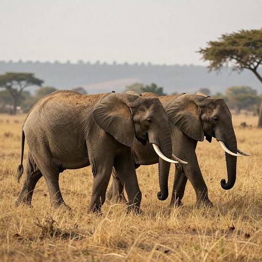 Majestic Elephants in Sunlit Savanna