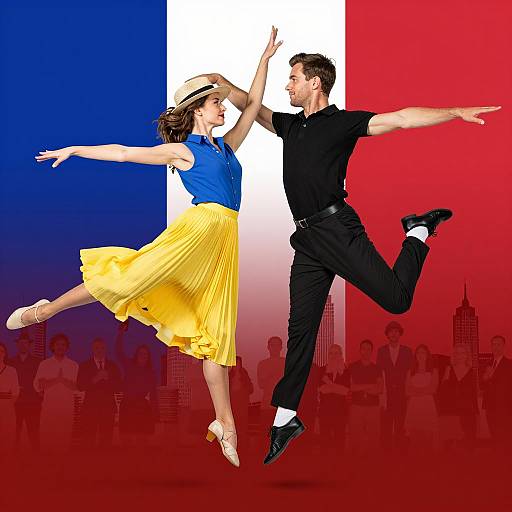 Vibrant Dance of a Stylish Couple