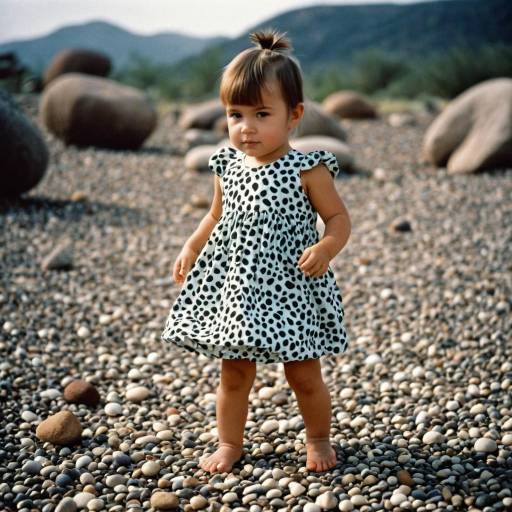 Toddler Girl Standing on Pebble Beach