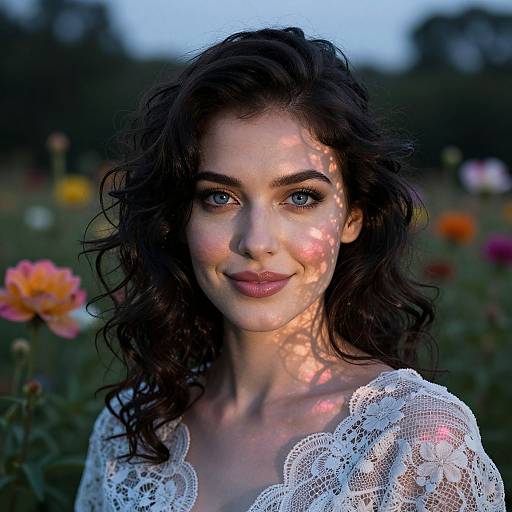 Ethereal Woman in Dusk Garden