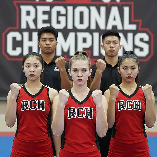 Dynamic Cheerleaders in Serious Stance