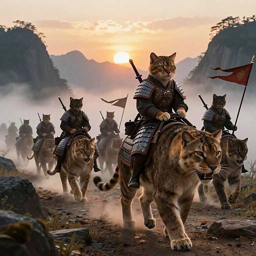 Cat Soldiers on Armored Panthers