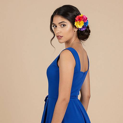 Woman in Royal Blue Dress Costume