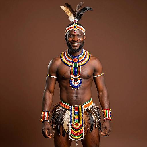 Vibrant African Tribal Dance Costume Portrait