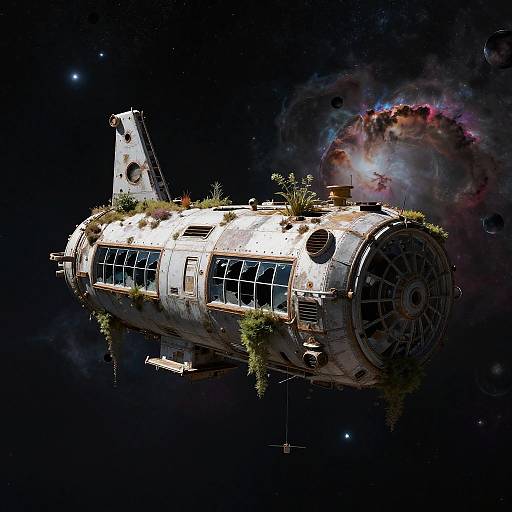 Abandoned Space Station in Nebula