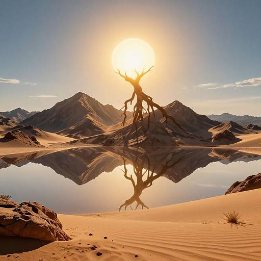 Surreal Desert with Inverted Mountains