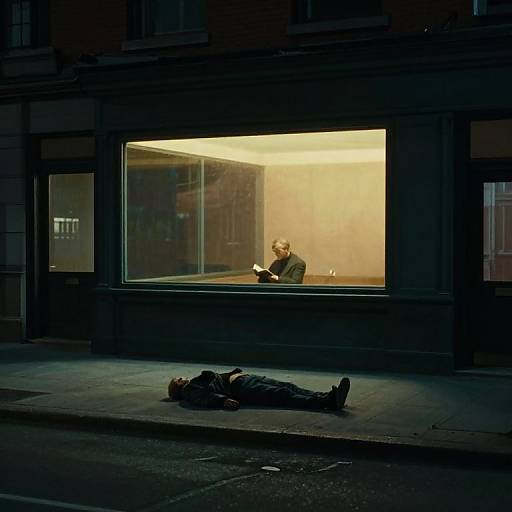 Hopper-Inspired Solitary Urban Night