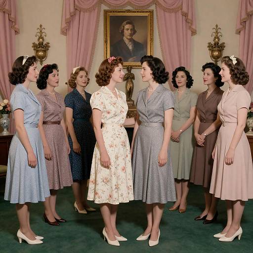 Vintage 1940s Women in Elegant Dresses