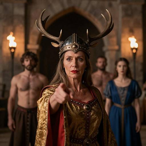 Medieval Warrior Woman in Ornate Armor