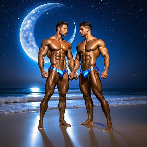 Moonlit Beach Sculpted Night Embrace