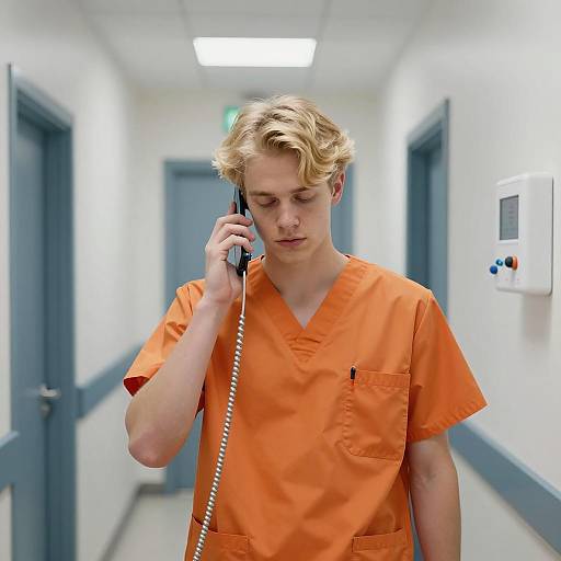 Young Man in Hospital Scrubs