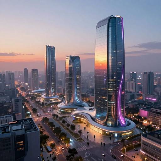 Futuristic Cityscape at Dusk