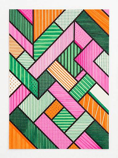 Neon Zigzag Geometric Mosaic