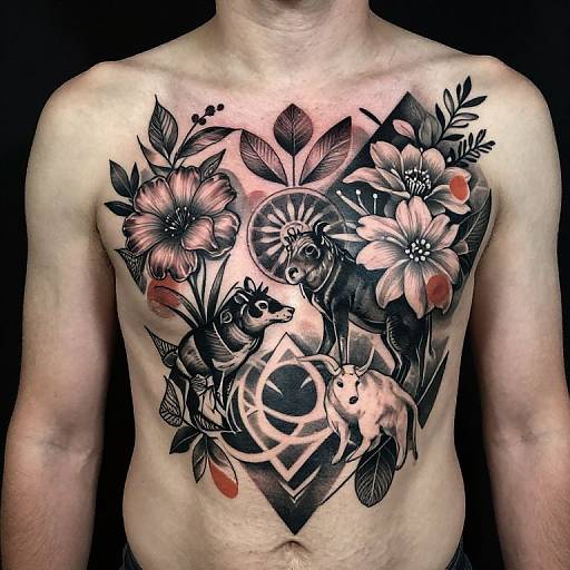 Artistic Full Chest Tattoo Design