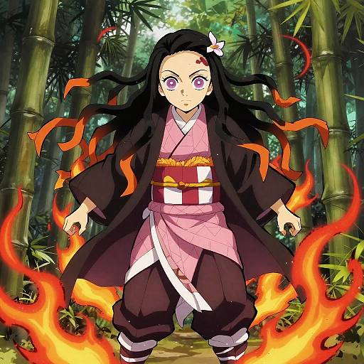 Nezuko in Dynamic Kimono Pose