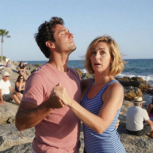 Romantic Dance on a Rocky Beach