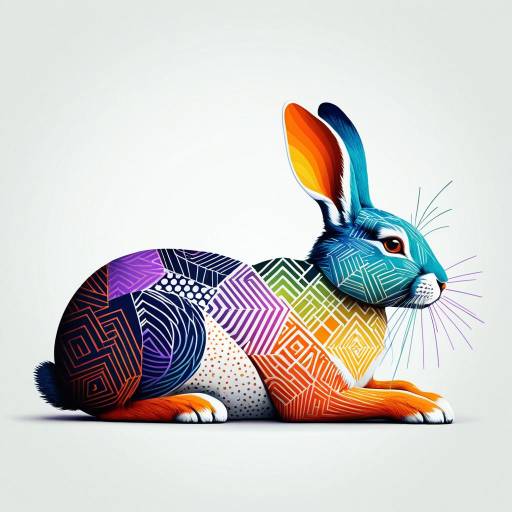 Colorful Geometric Rabbit Illustration