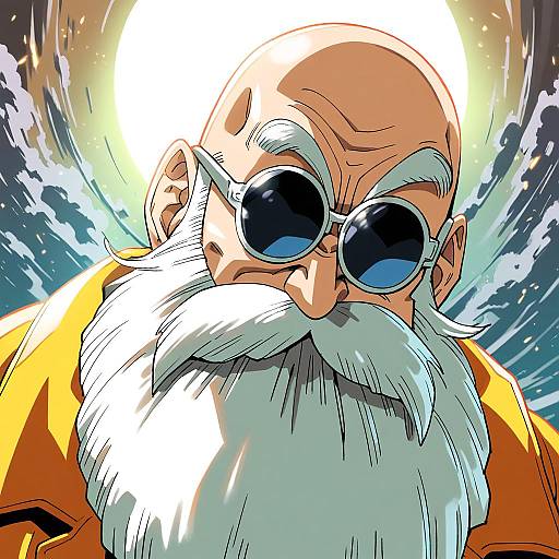 Illustration of Muten roushi, dragon ball in the style of Gengorou