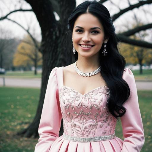 Elegant Solo Girl in Pink Prom Dress