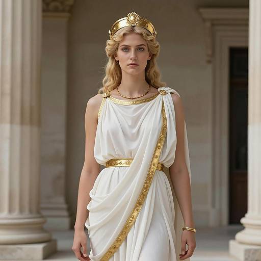 Regal Greek Goddess in Photorealistic Elegance