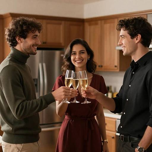 Warm Kitchen Champagne Toast with Friends
