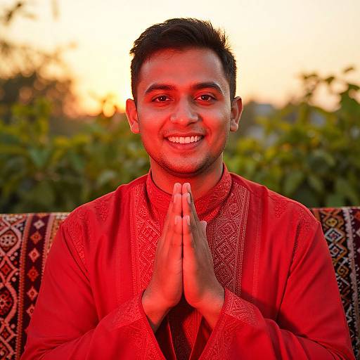 Joyful Eid Portrait in Traditional Attire