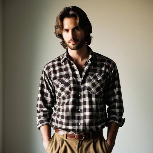 Man in Casual Plaid Shirt and Khakis