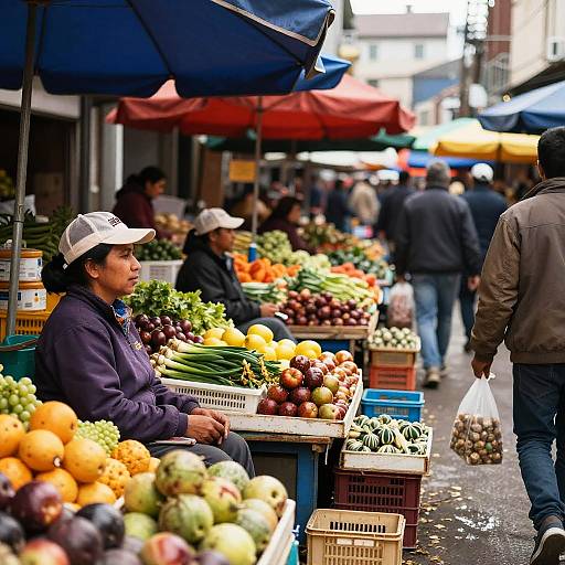 Realistic Bustling Street Market Scene