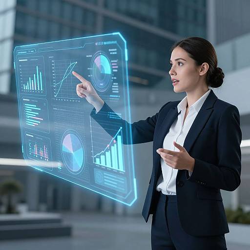 Futuristic Businesswoman with Holograms